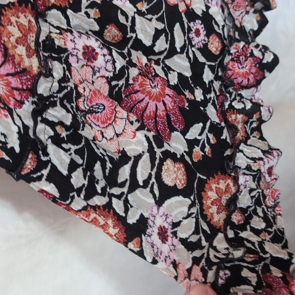 Maurices Black Pink Floral Tie Chest Tiered Dress Size Medium - Picture 4 of 6